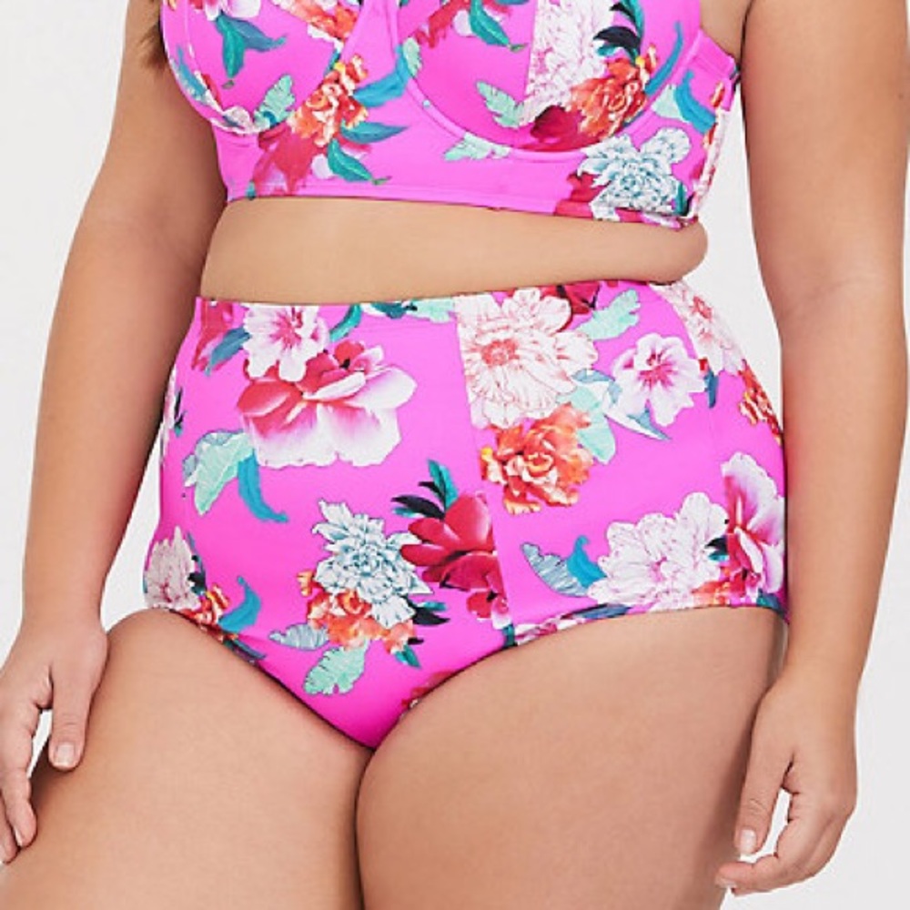 COPY - Torrid Neon Floral Bikini Swim High-Waiste…